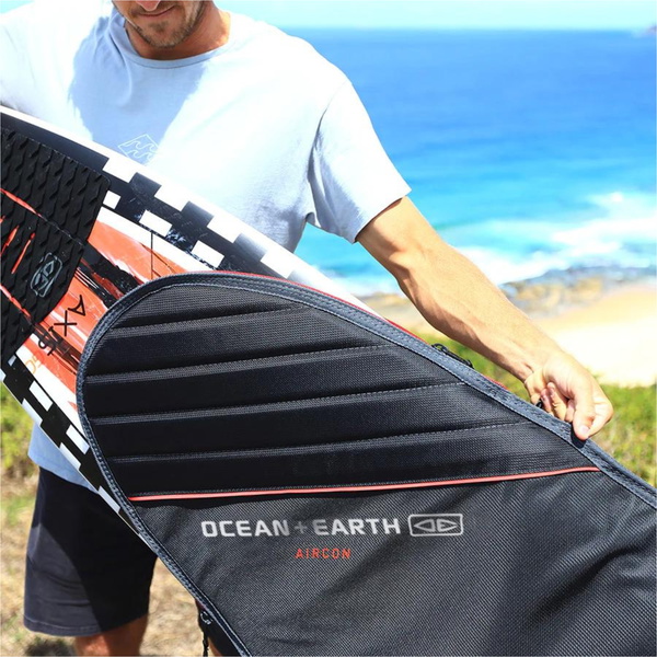 2026 Ocean And Earth Aircon Travel Shortboard Cover OESCSB02 - Black / Rosso